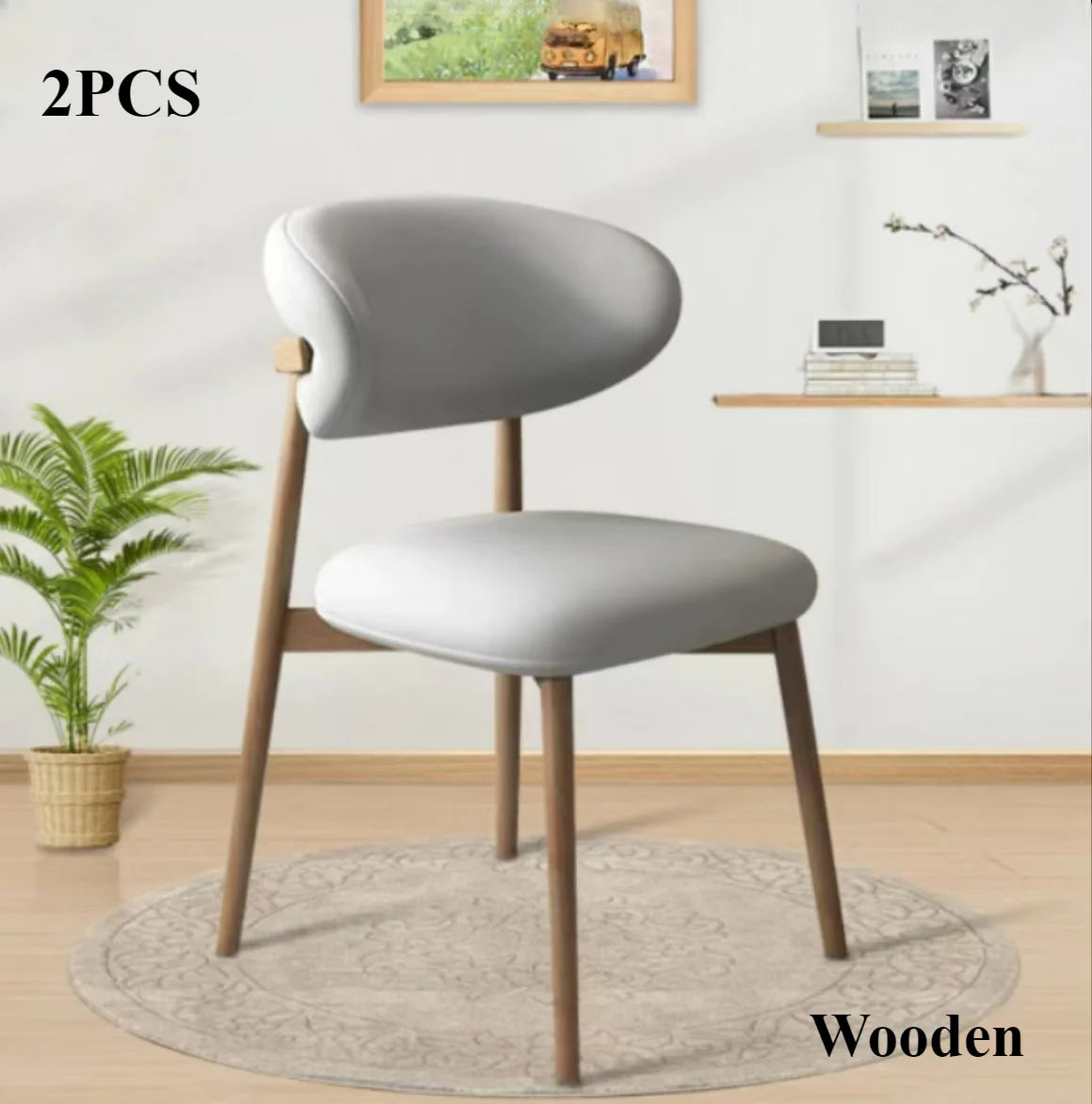 Cafe lounge chair, upholstered dining chair, curved back cushion, modern armless dining side chair