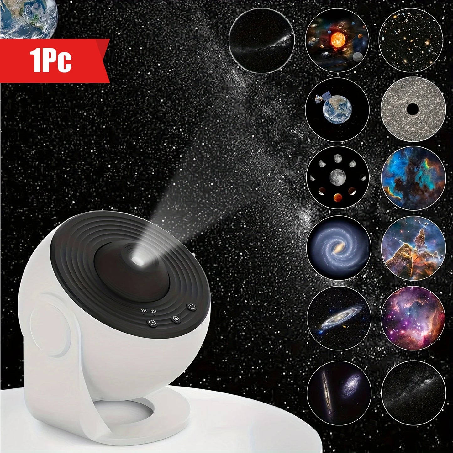 1pc Star Projector Night Light,Galaxy Projector,Planetarium Projector For Bedroom,Aurora Projector Include Replaceable 13Discs
