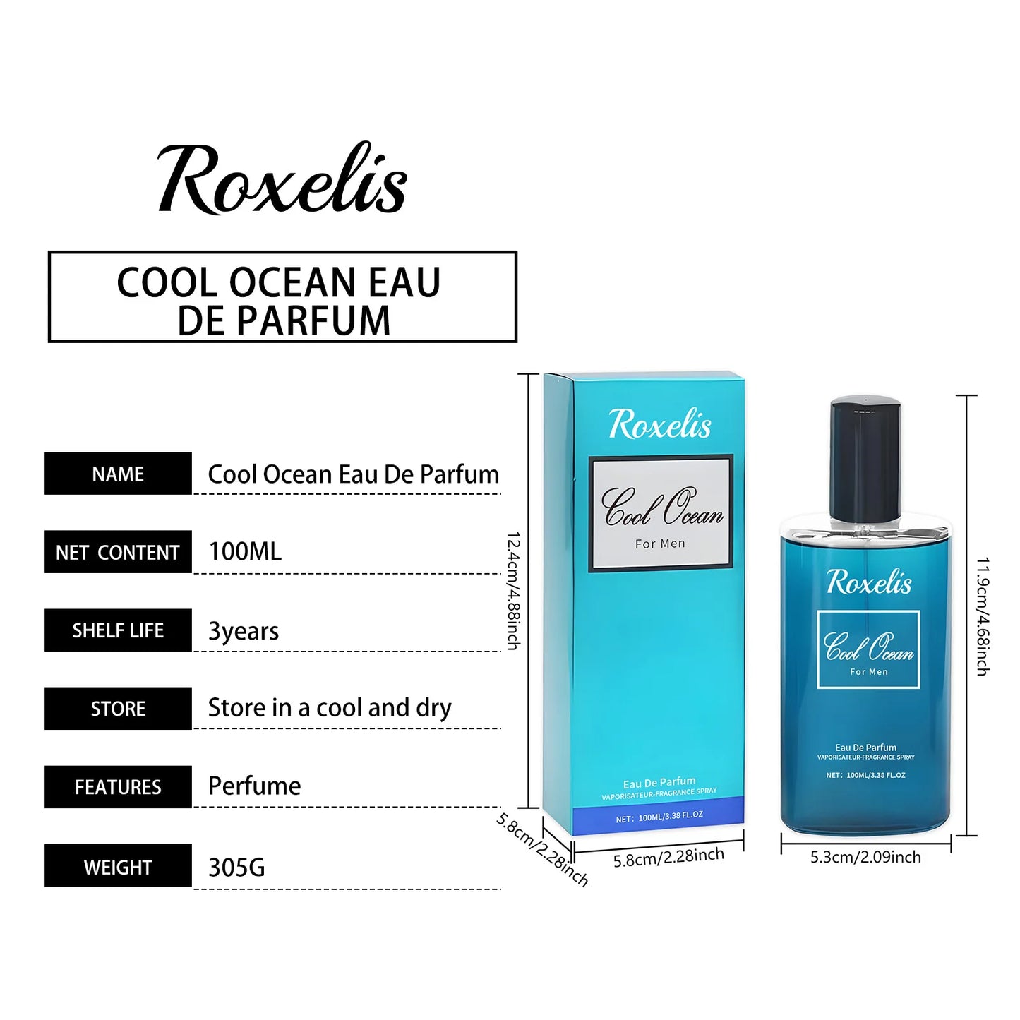 Roxelis 100ml Cologne Men Perfume Fresh Body Lasting Fragrance Confidence Boost Pheromone Release Charm Flirting Dating Perfume
