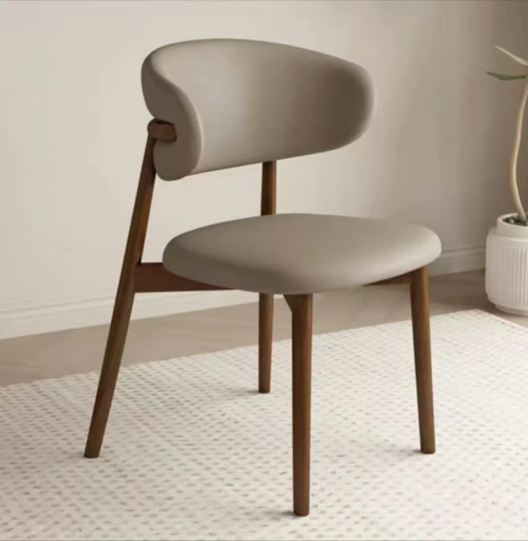 Cafe lounge chair, upholstered dining chair, curved back cushion, modern armless dining side chair