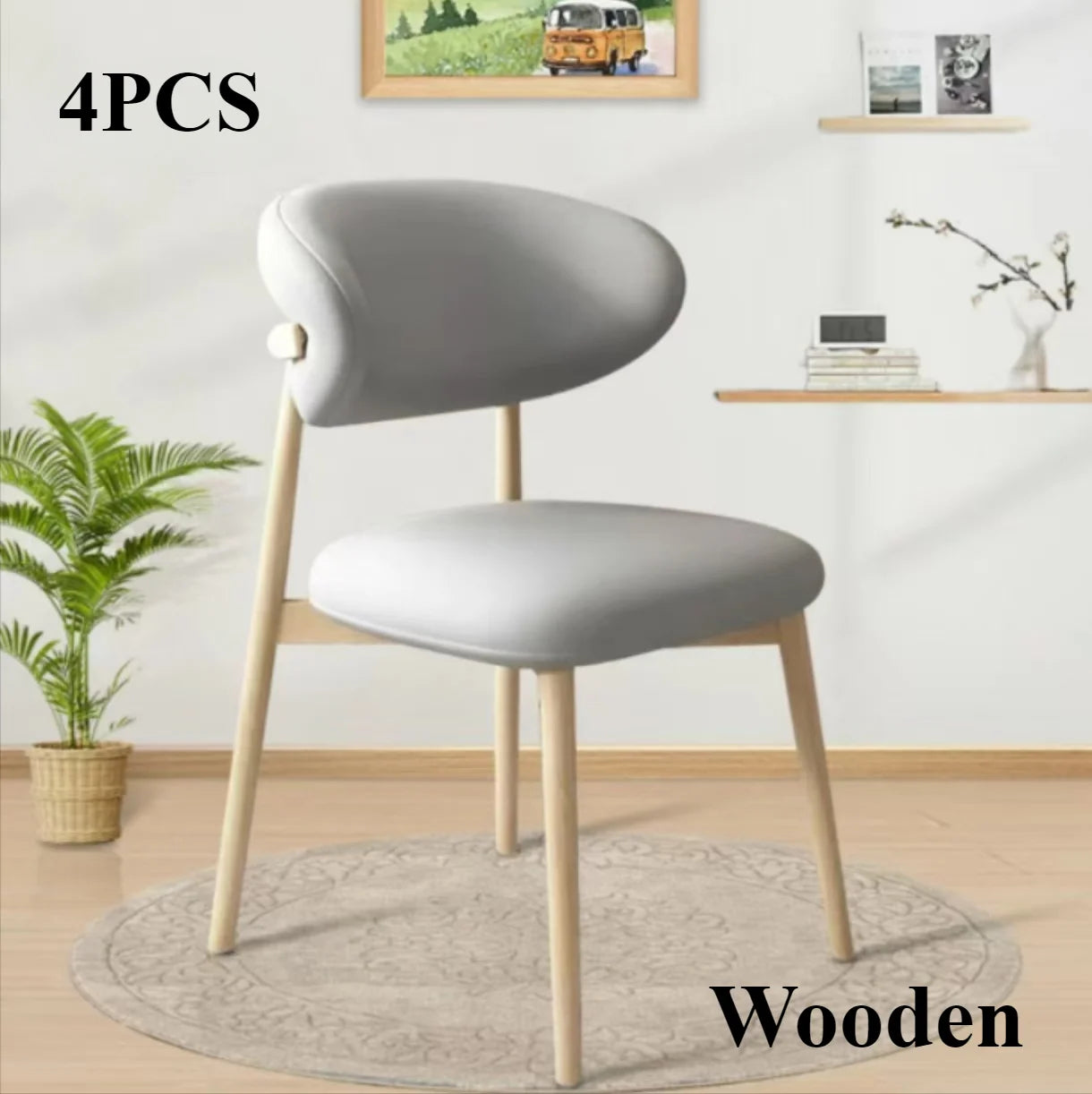 Cafe lounge chair, upholstered dining chair, curved back cushion, modern armless dining side chair