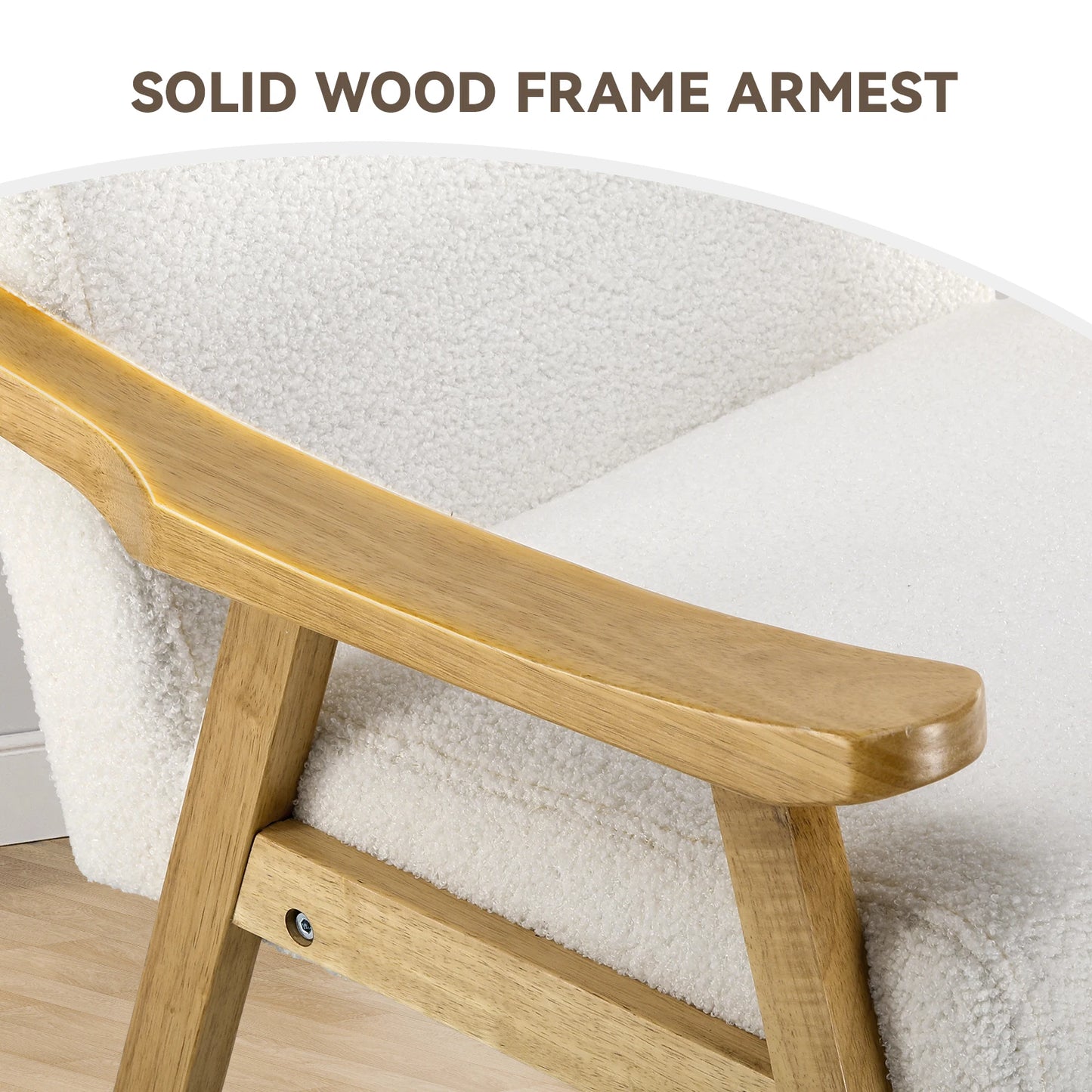 COMHOMA Mid Century Accent Chair, Modern Upholstered Armchair with Solid Wood Armrest for Living Room, Bedroom, Sunroom, Balcony