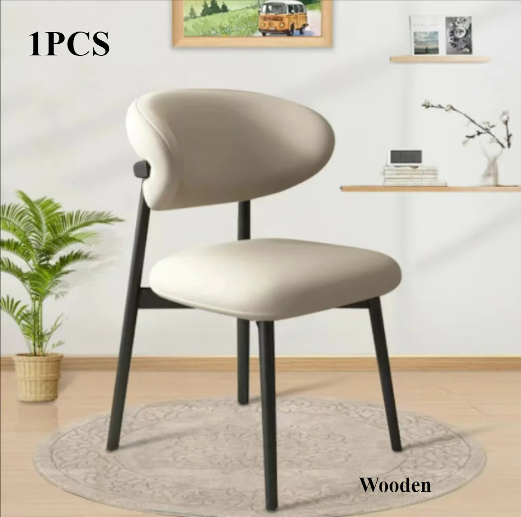 Cafe lounge chair, upholstered dining chair, curved back cushion, modern armless dining side chair