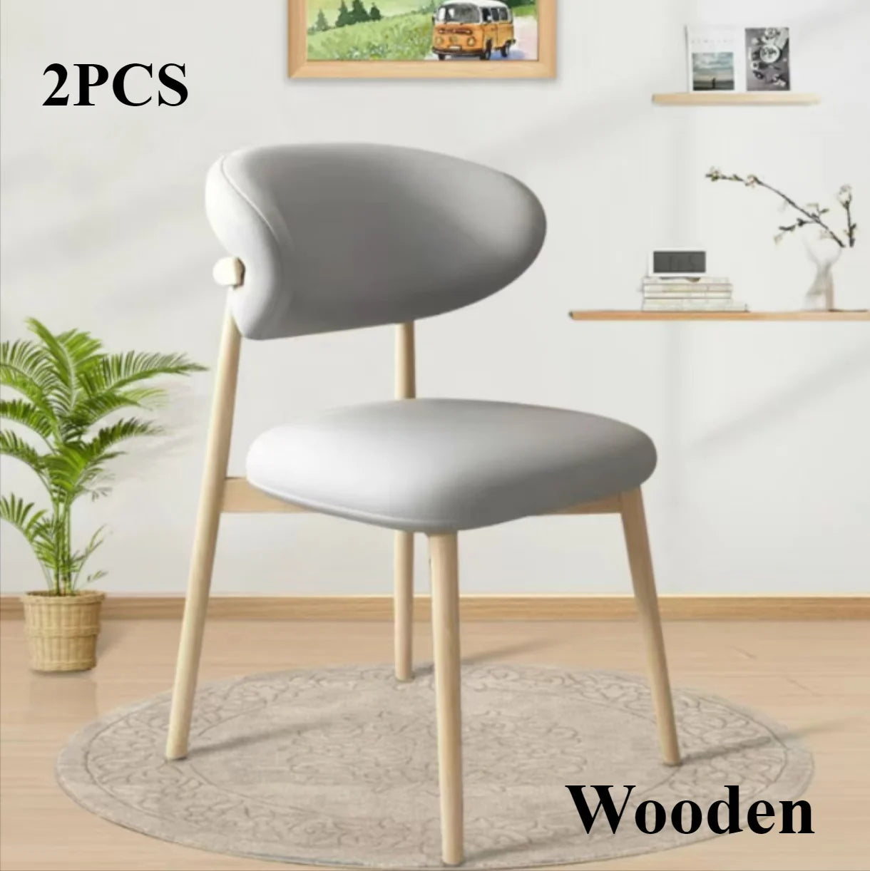Cafe lounge chair, upholstered dining chair, curved back cushion, modern armless dining side chair