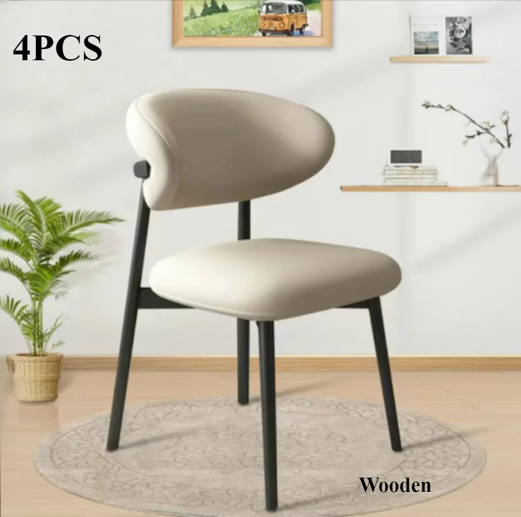 Cafe lounge chair, upholstered dining chair, curved back cushion, modern armless dining side chair