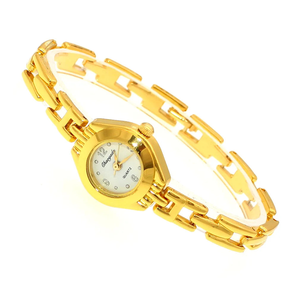 New Women Bracelet Watch Mujer Golden Relojes Small Dial Quartz Watch Popular Wristwatch Hour female ladies elegant watches