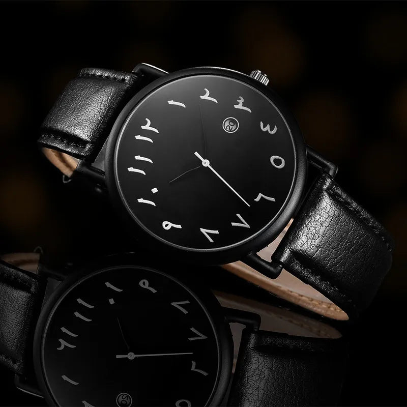 Mens Watches Luxury Brand Leather Wrist Watch for Men Arabic Numerals Date Casual Sport Quartz Wristwatch Relogio Masculino