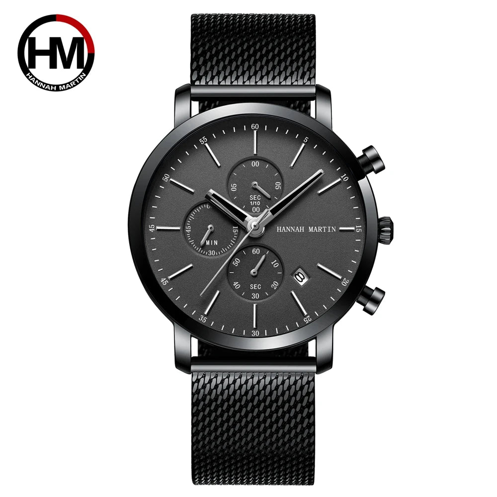 Men Watches Top Brand Fashion Multifunction Small Dial Stainless Steel Mesh Business Waterproof Wrist Watches Relogio Masculino