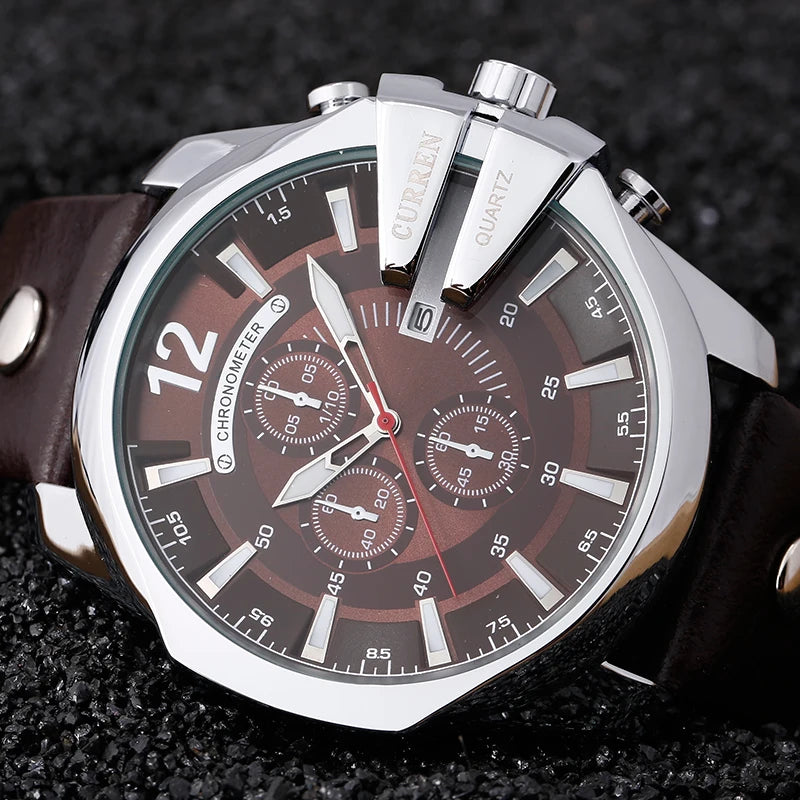 Mens Watches Top Brand Luxury Gold Leather Quartz Watch Men Curren Casual Male Wrist Watch Military Relogio Masculino Dropship