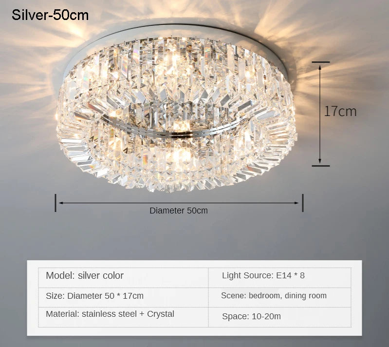 New modern crystal ceiling lamp chrome Gold LED ceiling lamp decorative light for living room room E14 Lamp head lighting