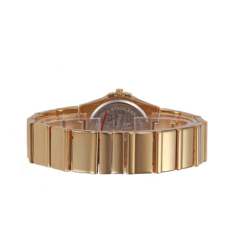 Women's Watches 18K Gold Stainless Steel Watchband Quartz Wristwatch Women Luxury Brand Female Watch Waterproof Watch Jewelry