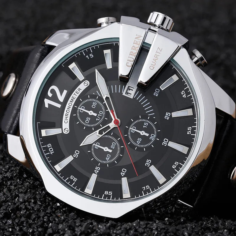 Mens Watches Top Brand Luxury Gold Leather Quartz Watch Men Curren Casual Male Wrist Watch Military Relogio Masculino Dropship