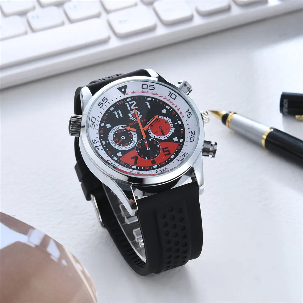 Men's Watches Three-eye design 2021 Top Luxury Brand Fashion Quartz Men Watch Men Silica gel Strap Wristwatch Relogio Masculino
