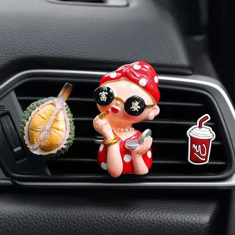 Creative Car Air Freshener Cartoon Rich Woman Lasting Light Fragrance Air Conditioner Outlet Aromatherapy Car Perfume Diffuser