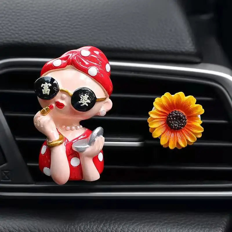 Creative Car Air Freshener Cartoon Rich Woman Lasting Light Fragrance Air Conditioner Outlet Aromatherapy Car Perfume Diffuser