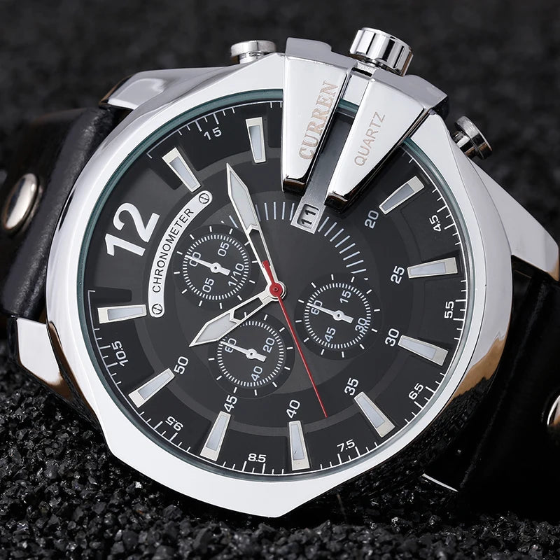 Mens Watches Top Brand Luxury Gold Leather Quartz Watch Men Curren Casual Male Wrist Watch Military Relogio Masculino Dropship