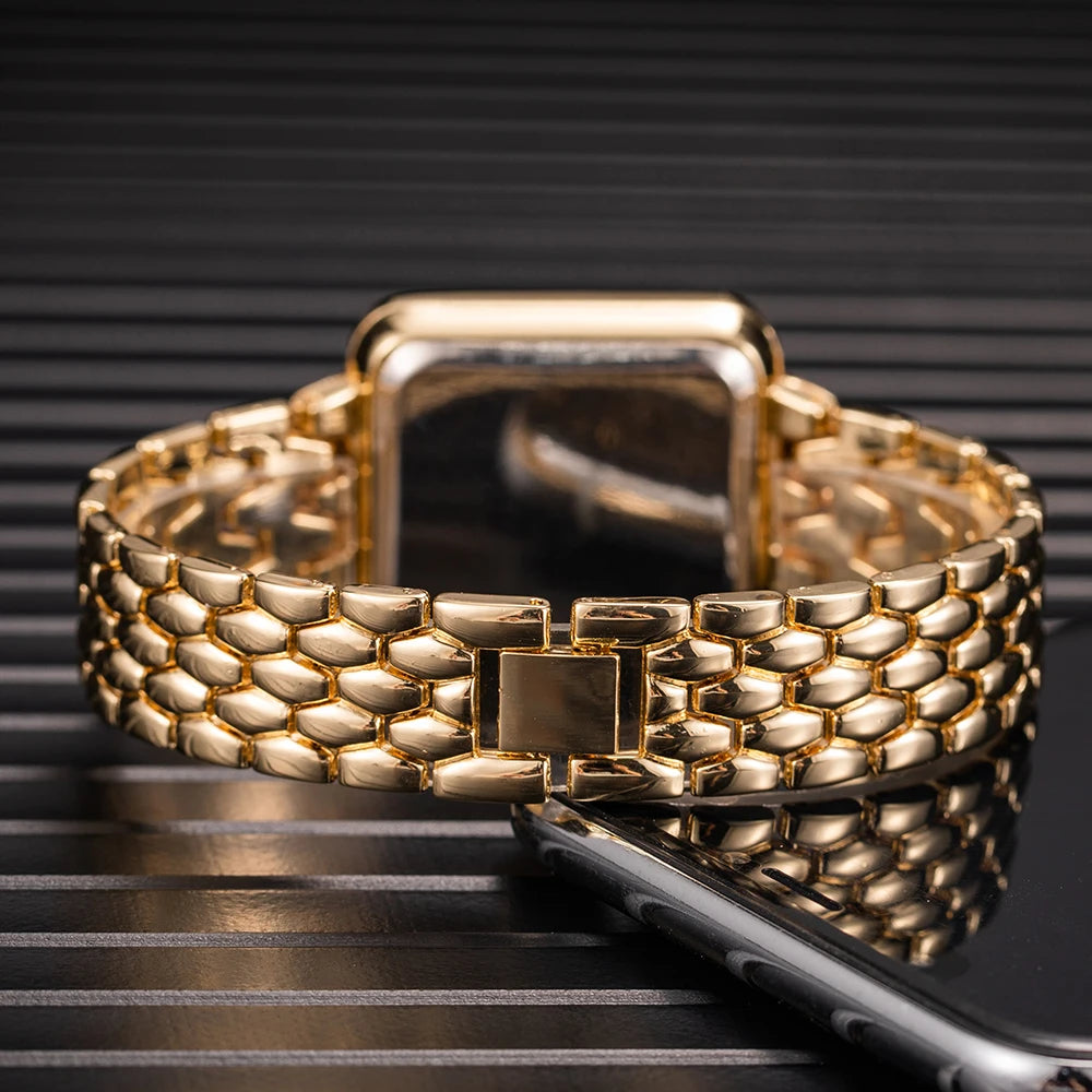 Women's Watches Famous Luxury Brand Women Digital Watch Fashion Rhinestone Stainless Steel Quartz Ladies Wristwatches Wathes