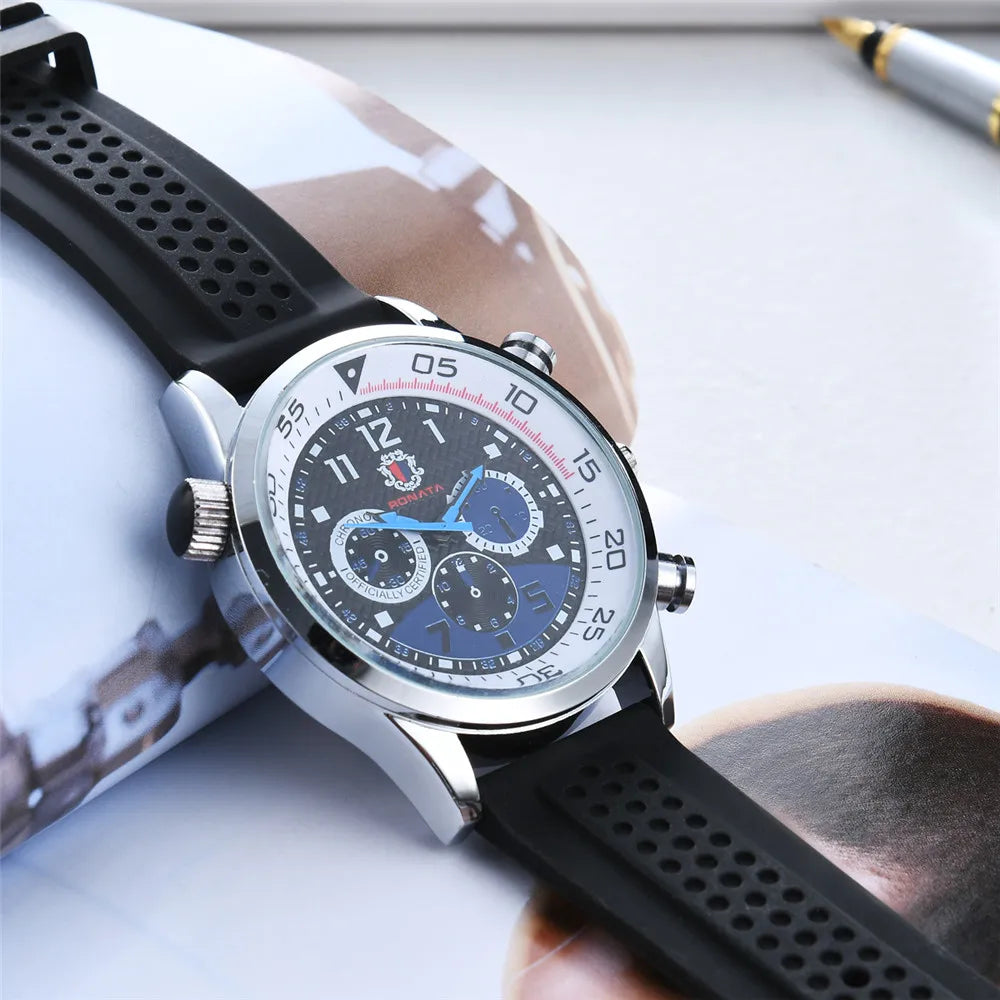 Men's Watches Three-eye design 2021 Top Luxury Brand Fashion Quartz Men Watch Men Silica gel Strap Wristwatch Relogio Masculino