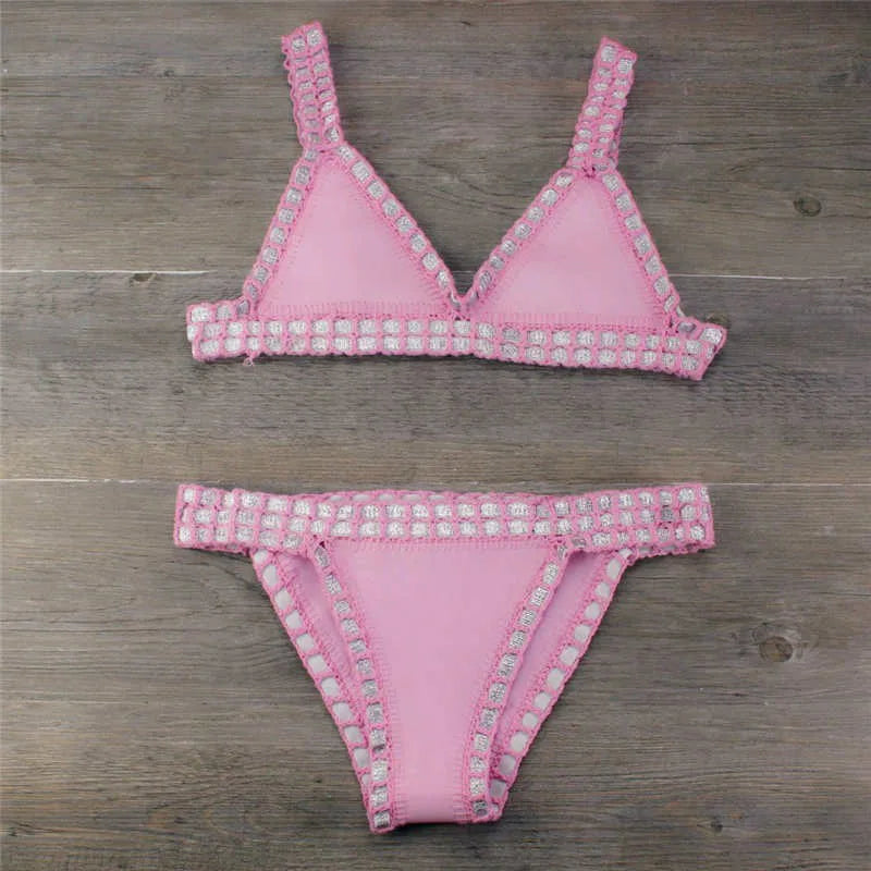 Sexy Bikinis Summer Women Swimsuit Hand Crocheted Bikini Set Swimwear Beach Bathing Suit Biquini Female Monokini