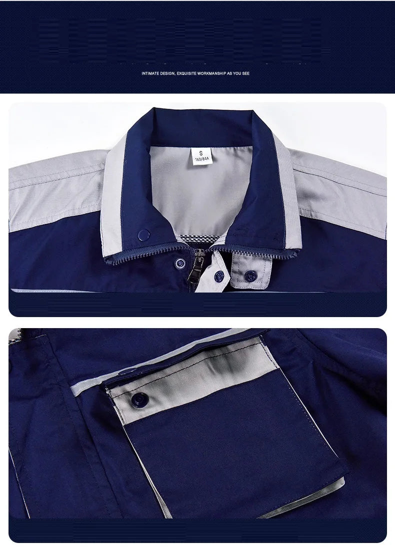 Summer Work Clothing For Men Women Workshop Mechanic Repair Uniform Work Clothes Short-sleeve Coveralls Two Tones Safety Clothes