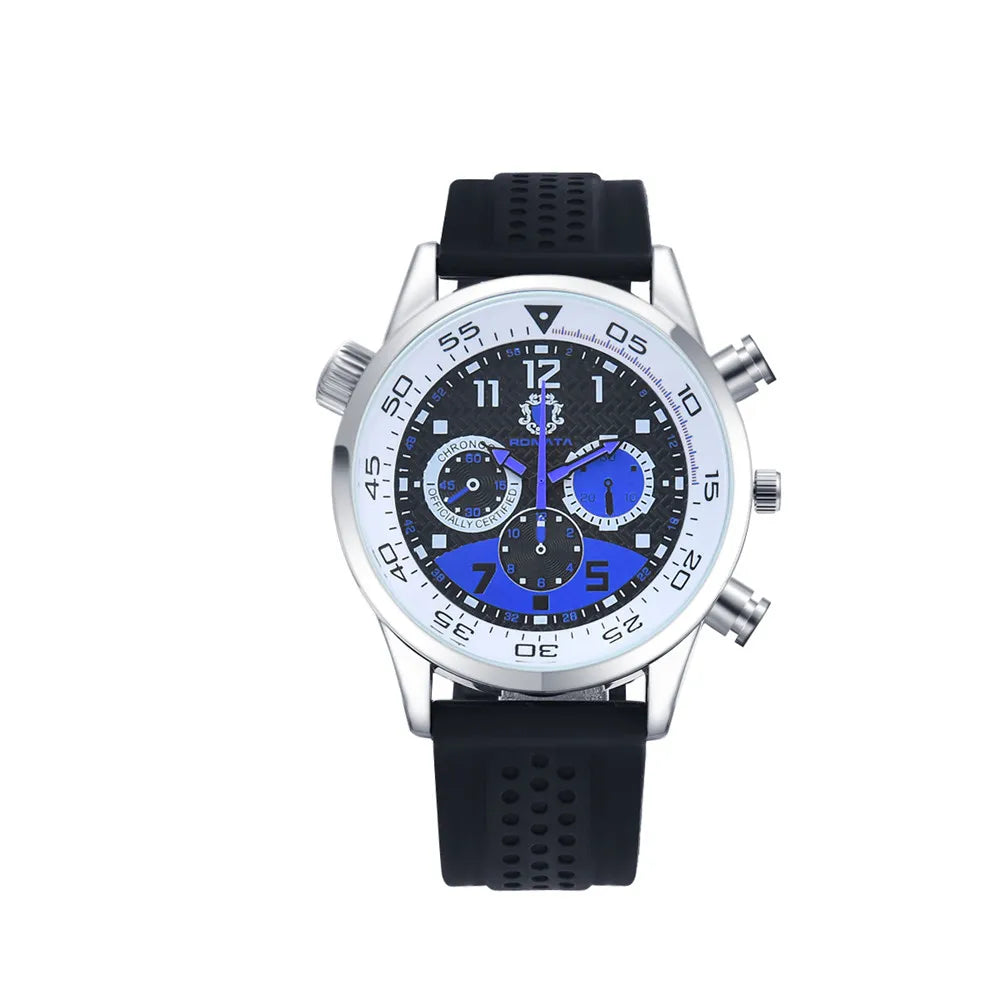 Men's Watches Three-eye design 2021 Top Luxury Brand Fashion Quartz Men Watch Men Silica gel Strap Wristwatch Relogio Masculino