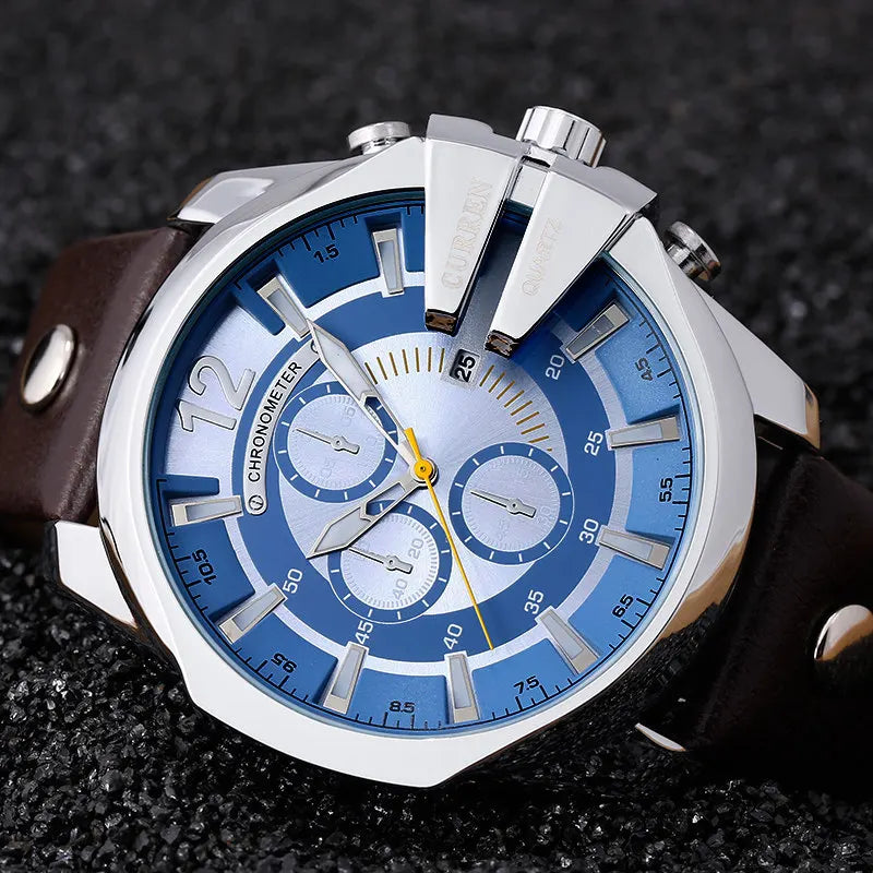 Mens Watches Top Brand Luxury Gold Leather Quartz Watch Men Curren Casual Male Wrist Watch Military Relogio Masculino Dropship