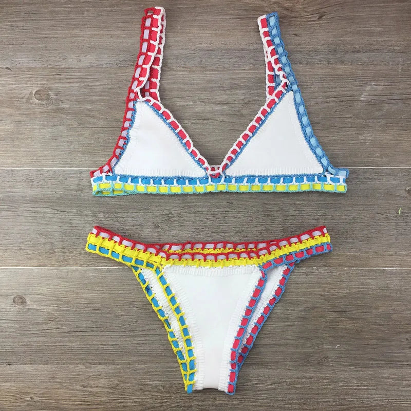 Sexy Bikinis Summer Women Swimsuit Hand Crocheted Bikini Set Swimwear Beach Bathing Suit Biquini Female Monokini