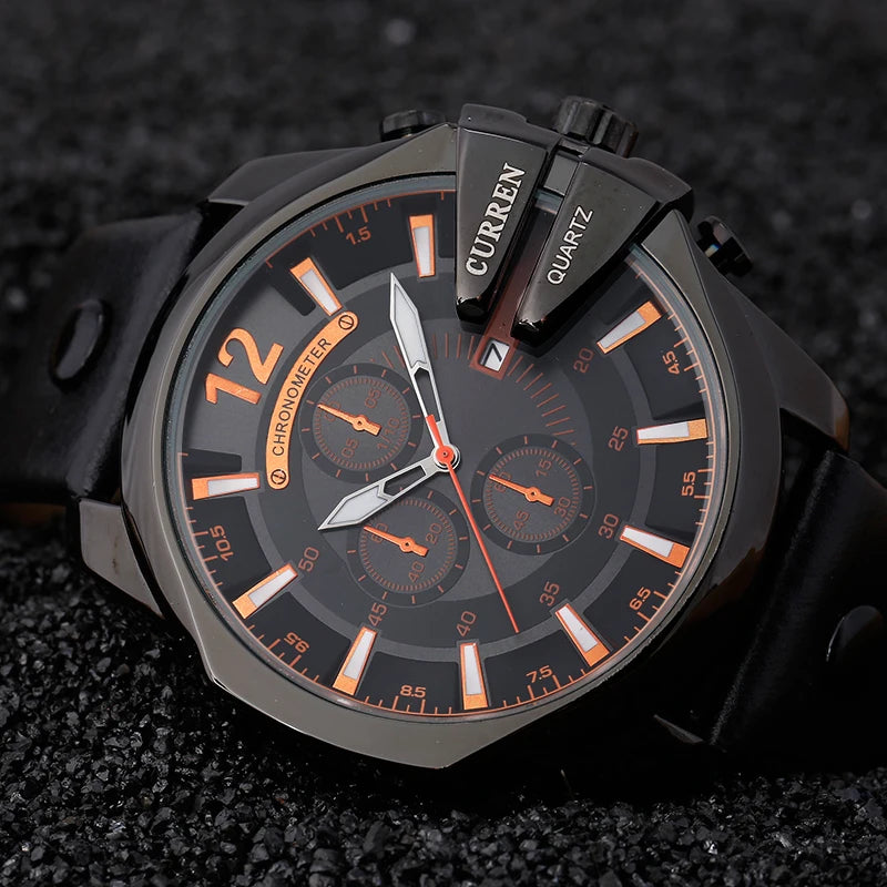 Mens Watches Top Brand Luxury Gold Leather Quartz Watch Men Curren Casual Male Wrist Watch Military Relogio Masculino Dropship