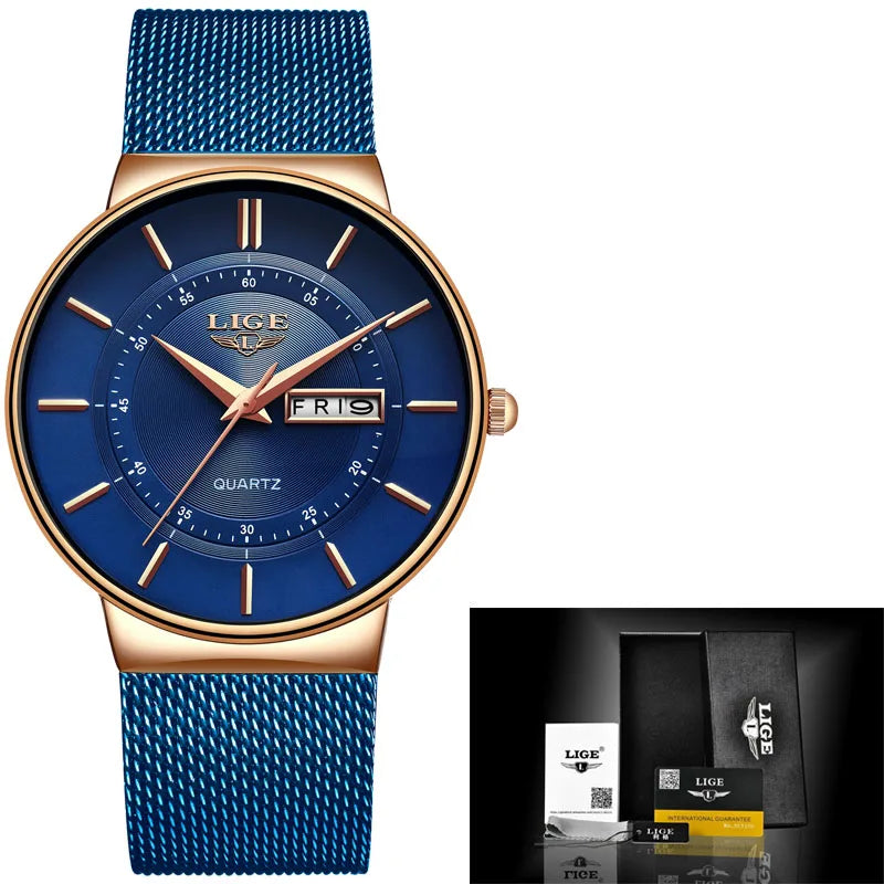 Women Watches LIGE Top Brand Luxury Date Week Dial Bracelet Woman Wrist Watch Female Waterproof Quartz Clock Relogios Feminino