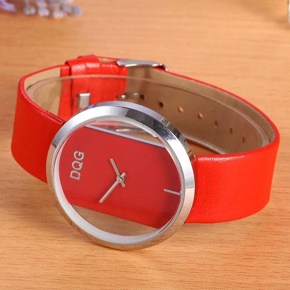 Women Watches 2025 Luxury Transparent Elegant Casual Quartz Watch Women Strap Relogios Feminino Ladies Wrist Watch Red Clock Hot