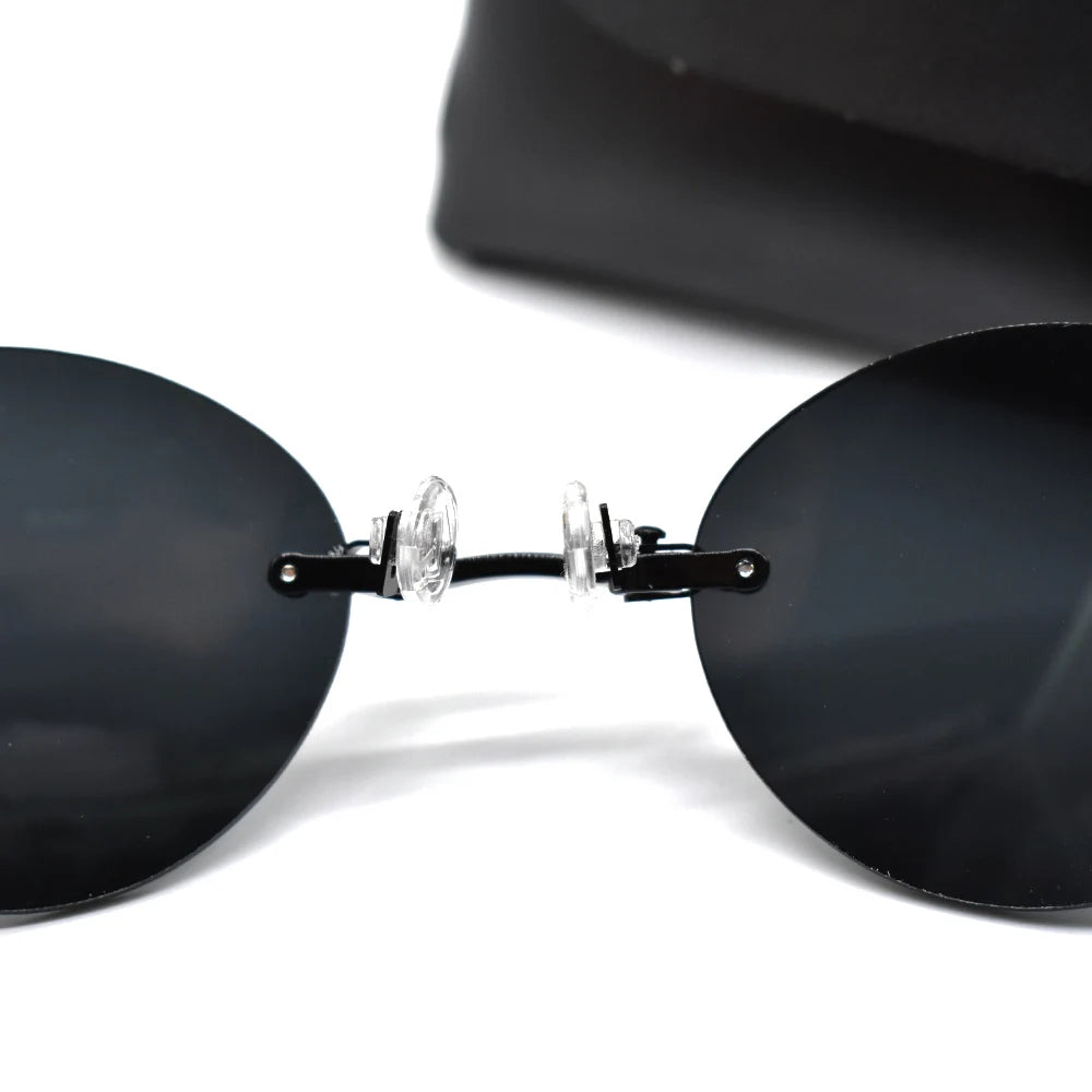 2024 Clip On Nose Sunglasses For Men Brand Designer Retro Hacker Empire Matrix Morpheus Rimless Round Sun Glasses UV400 Shade