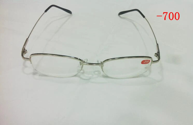 High Diopters Metal Half-Frame Unisex Nearsighted Myopia Reading Glasses Half Rim Alloy Nearsighted Sight Gafas -6.0 to-10 A1