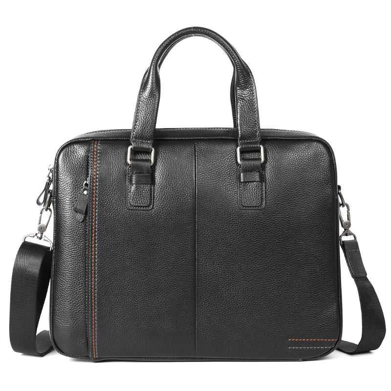 Nesitu Promotion A4 Black Blue Coffee Genuine Leather Office Men's Briefcase Portfolio Business Shoulder Messenger Bags M255605
