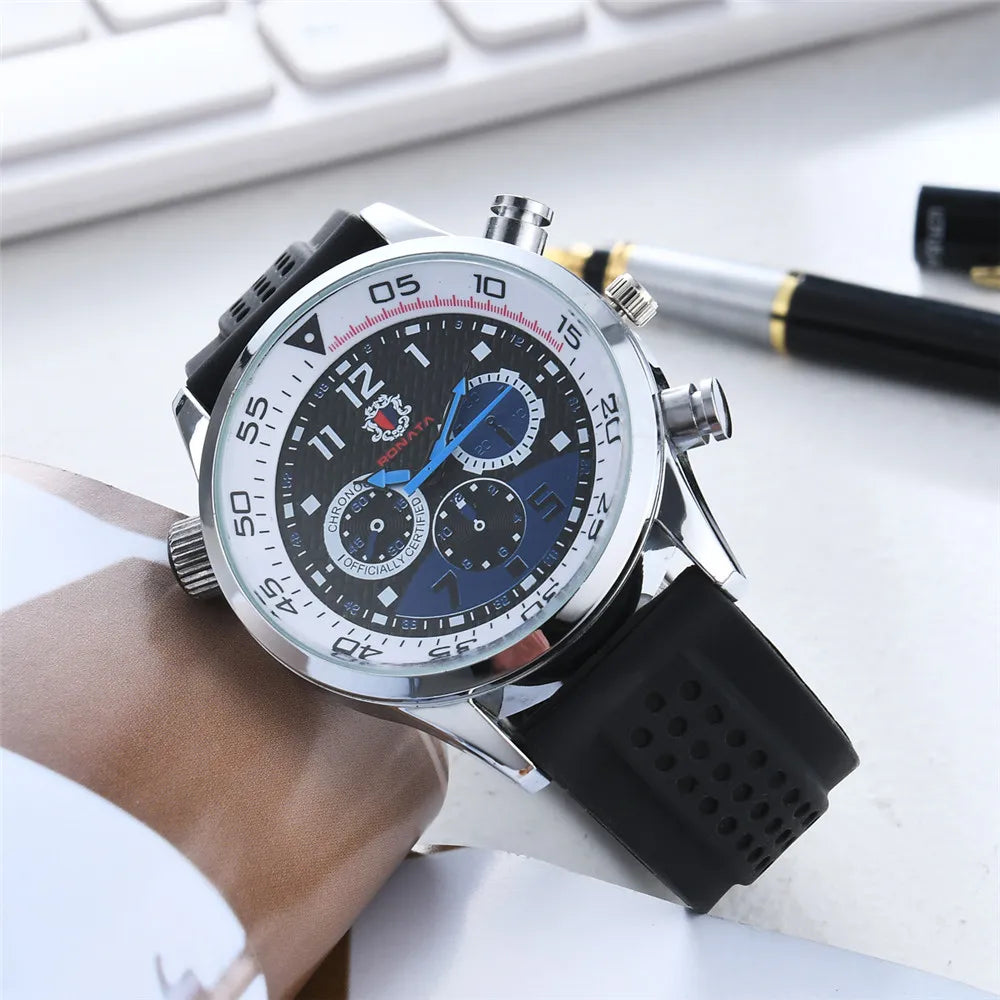 Men's Watches Three-eye design 2021 Top Luxury Brand Fashion Quartz Men Watch Men Silica gel Strap Wristwatch Relogio Masculino