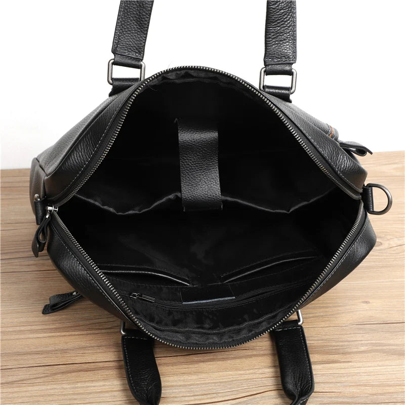 Nesitu Promotion A4 Black Blue Coffee Genuine Leather Office Men's Briefcase Portfolio Business Shoulder Messenger Bags M255605