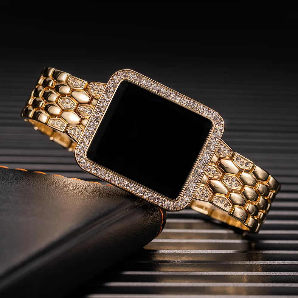Women's Watches Famous Luxury Brand Women Digital Watch Fashion Rhinestone Stainless Steel Quartz Ladies Wristwatches Wathes
