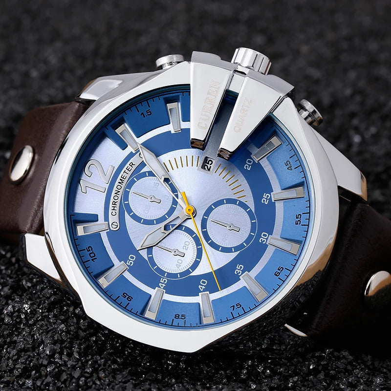 Mens Watches Top Brand Luxury Gold Leather Quartz Watch Men Curren Casual Male Wrist Watch Military Relogio Masculino Dropship