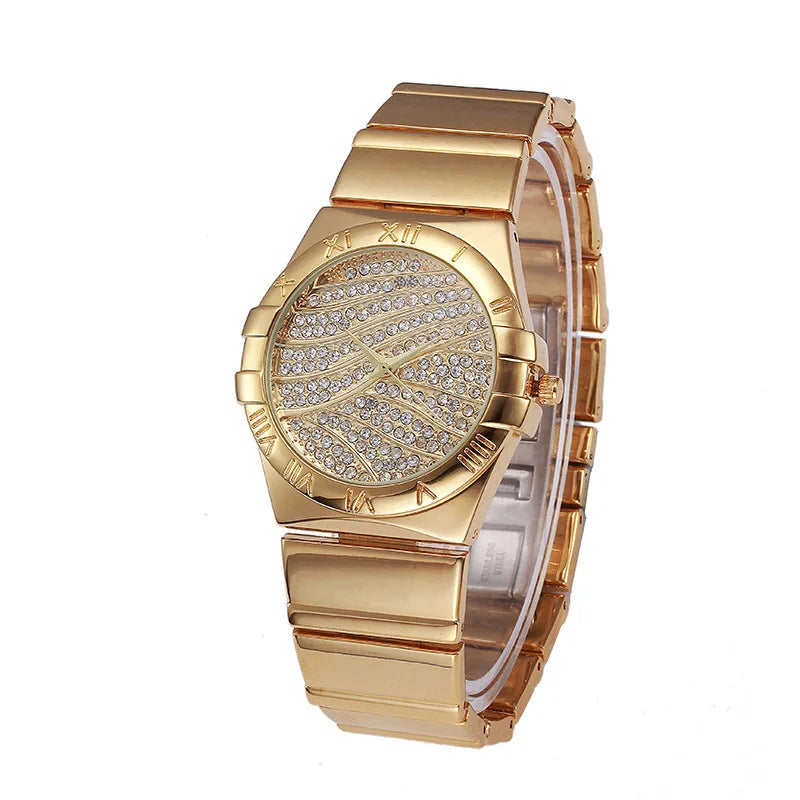 Women's Watches 18K Gold Stainless Steel Watchband Quartz Wristwatch Women Luxury Brand Female Watch Waterproof Watch Jewelry