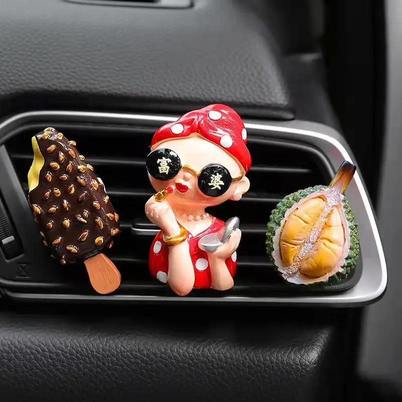 Creative Car Air Freshener Cartoon Rich Woman Lasting Light Fragrance Air Conditioner Outlet Aromatherapy Car Perfume Diffuser