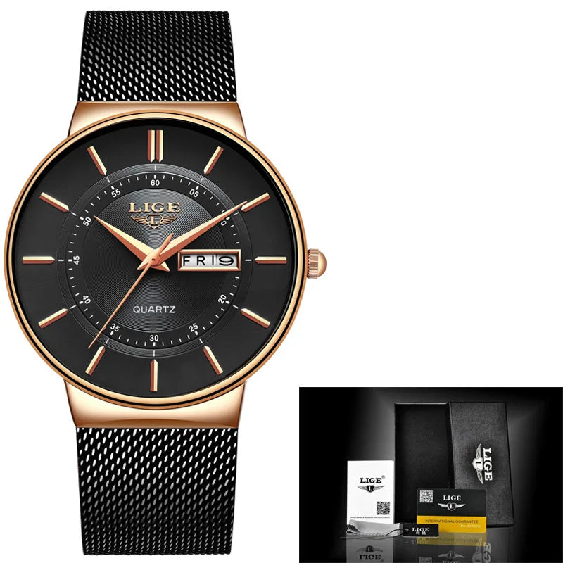 Women Watches LIGE Top Brand Luxury Date Week Dial Bracelet Woman Wrist Watch Female Waterproof Quartz Clock Relogios Feminino