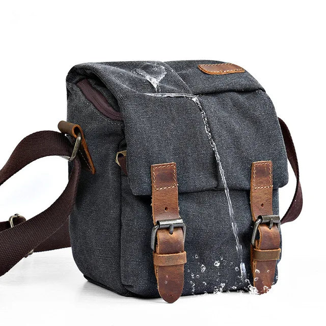 Men Vintage Oil Waxed Canvas Shoulder Bags Shockproof DSLR Camera Bag Waterproof Canvas messenger Crossbody Bags for men 2020