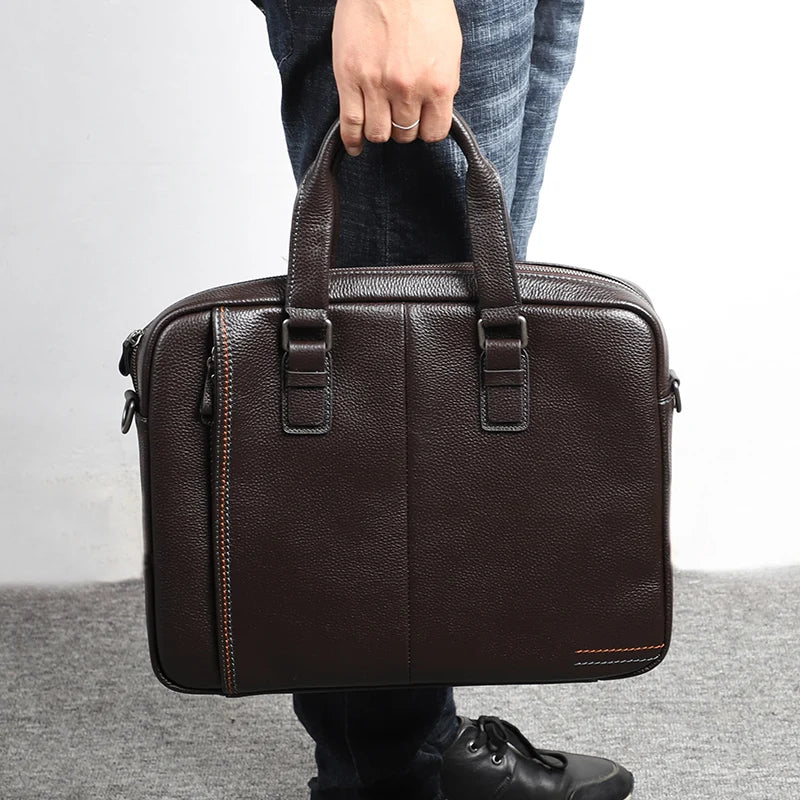 Nesitu Promotion A4 Black Blue Coffee Genuine Leather Office Men's Briefcase Portfolio Business Shoulder Messenger Bags M255605
