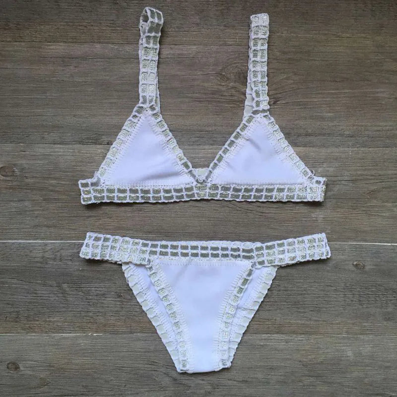 Sexy Bikinis Summer Women Swimsuit Hand Crocheted Bikini Set Swimwear Beach Bathing Suit Biquini Female Monokini