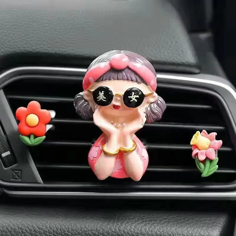 Creative Car Air Freshener Cartoon Rich Woman Lasting Light Fragrance Air Conditioner Outlet Aromatherapy Car Perfume Diffuser