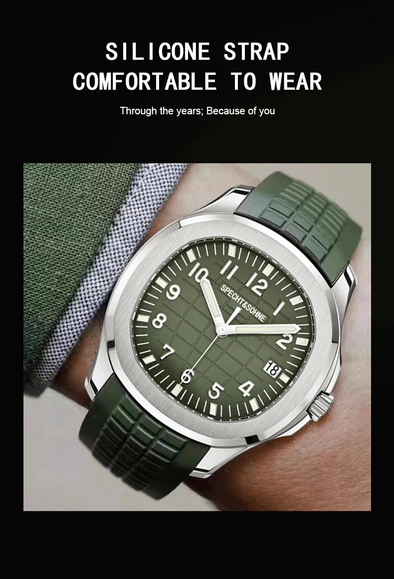 2025 New Men's Watches Automatic Mechanical Watch Luxury Brand Specht&Sohne Sport Watch For Men Rubber Strap Relogio Masculino