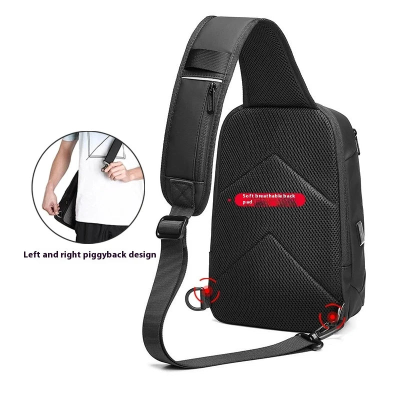 EURCOOL Men's Shoulder Bag Multifunction Anti-theft Waterproof Male Crossbody Bag Casual Sling Chest Pack With USB Port Bolsas