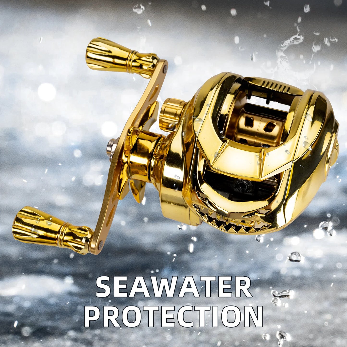 Ambidextrous Aluminum Alloy & Stainless Steel Baitcasting Fishing Reel - Rotating, 18+1 Bearings, Golden, Multipurpose