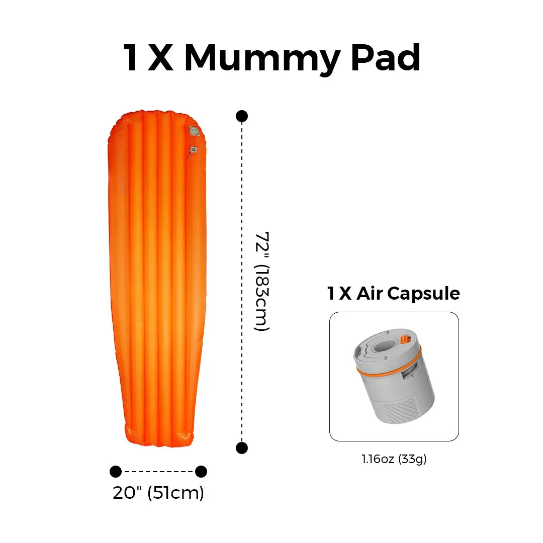 FLEXTAILGEAR ZERO MATTRESS MUMMY - Insulated Sleeping Pad with 6.0 / 5.6 R-Value, Ultralight Inflatable Camping Mat