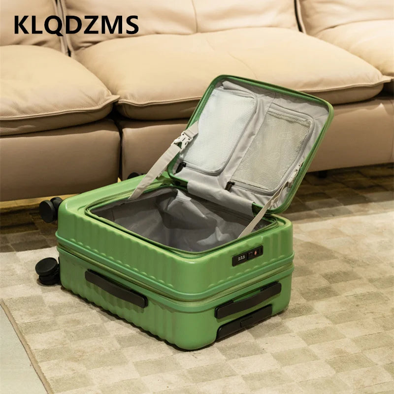 KLQDZMS Men's Luggage Side Opening Expandable Boarding Case 20"24"28 Inch Trolley Case ABS+PC Women's Handheld Travel Suitcase