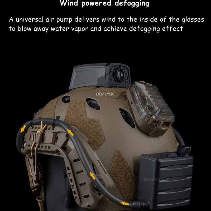 Tactical Goggles Anti Fog Ventilation Fan Adjustable Head Strap for Airsoft Motorcross Mountaineering Ski Defogging Fan